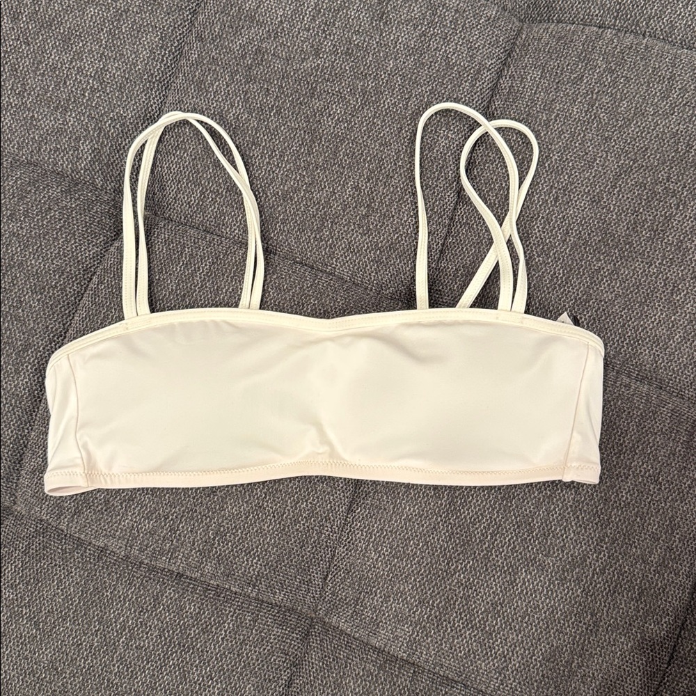Like New Jcrew White Double Strap Bandeau Bikini Top szm